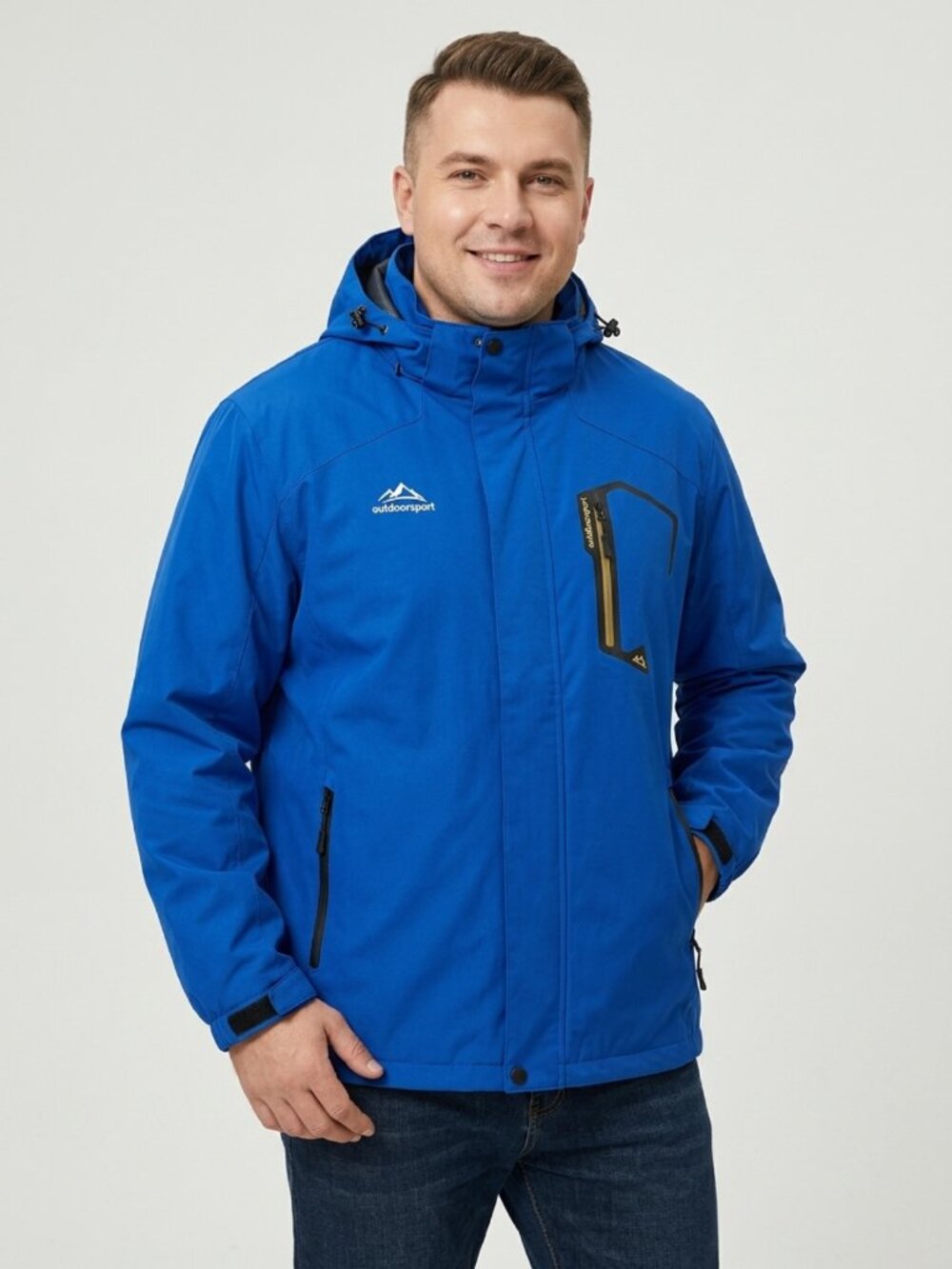 NWOT Mens Outdoor Sport Waterproof Hooded Hiking Jacket Royal Blue XL